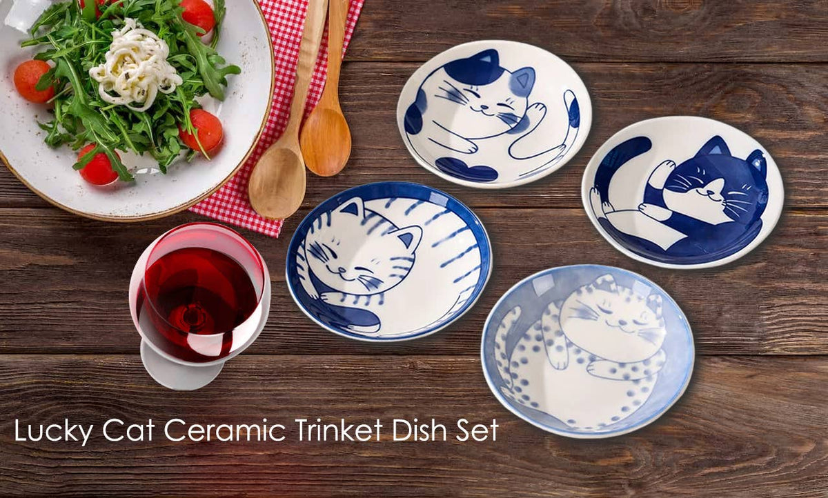 Original Source - Lucky Cat Ceramic Trinket Dish Set