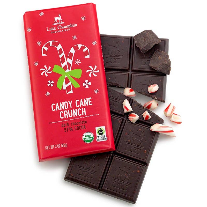 Lake Champlain Chocolates Candy Cane Crunch Holiday Organic Bar
