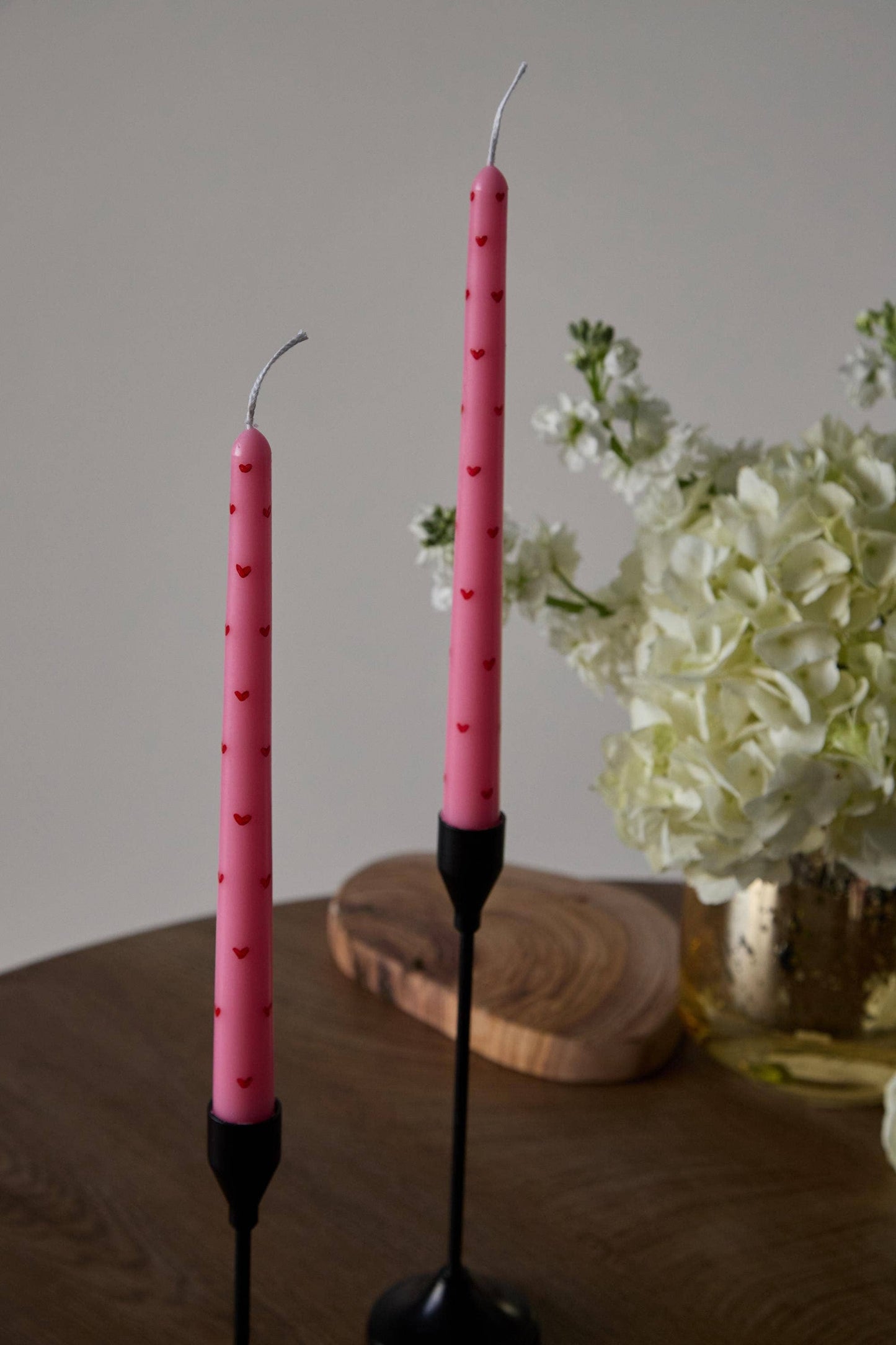Hand-Painted Heart Taper Candle, 10”