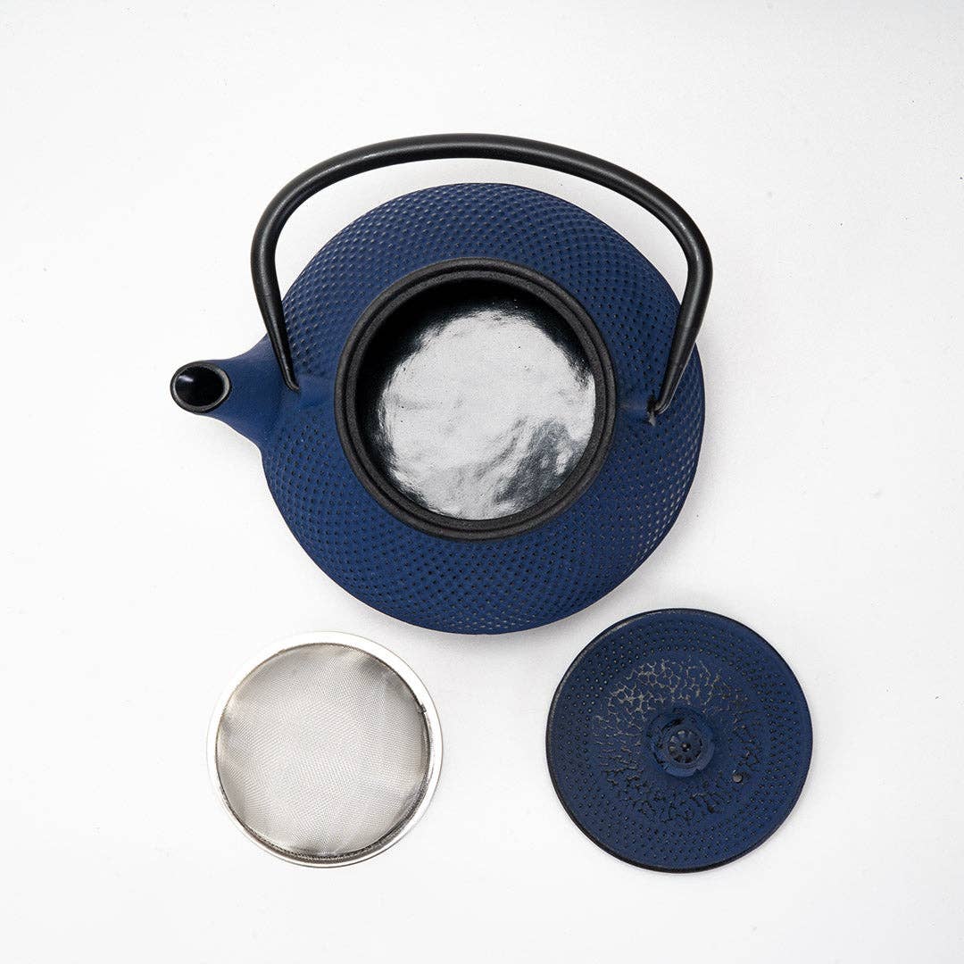 Urban Tokyo Navy Blue Hobnail Design Cast Iron Tea Pot, 27oz