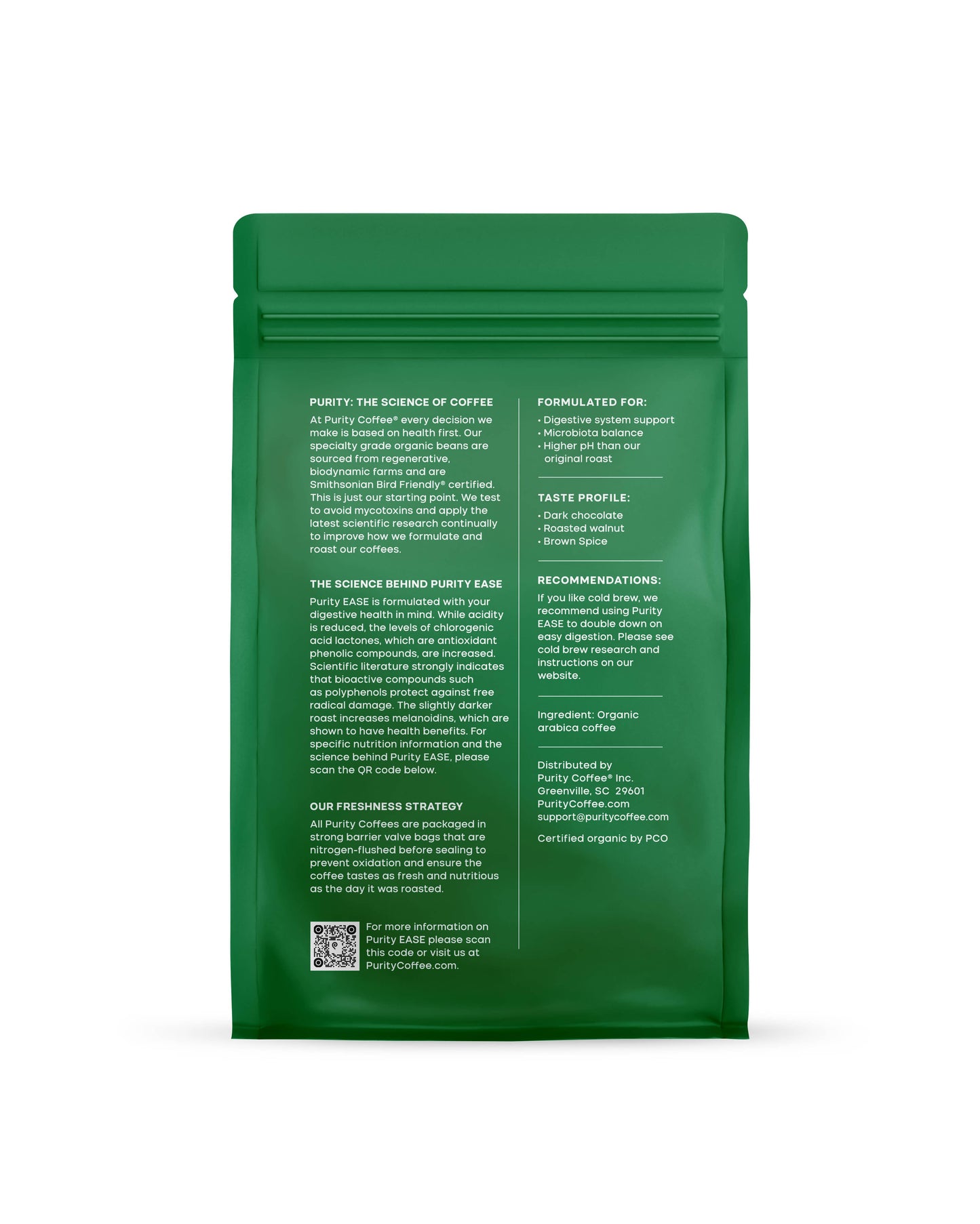 Purity Coffee - Organic Mold Free Dark Roast Whole Bean Coffee 12oz | EASE