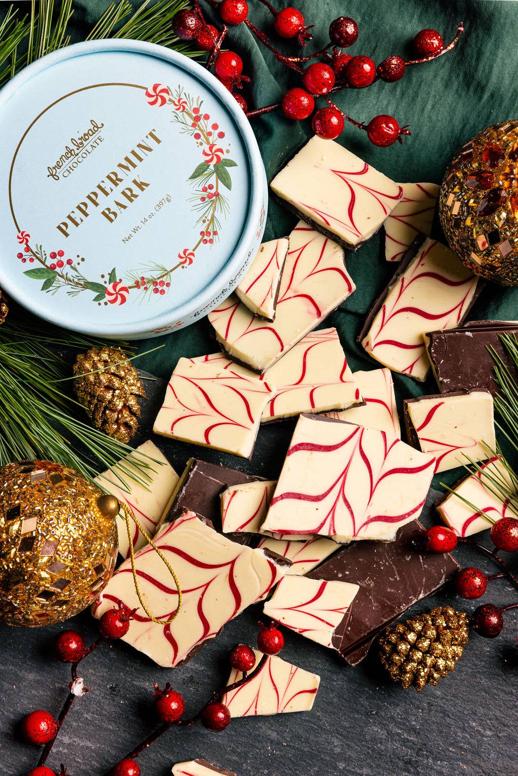 French Broad Chocolate Peppermint Bark, 14oz