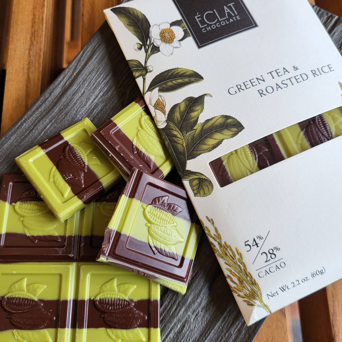 Éclat Chocolate Green Tea & Roasted Rice Parallel Chocolate Bar