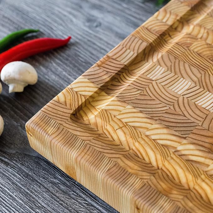Larch Wood Medium Cutting Board with Juice Groove