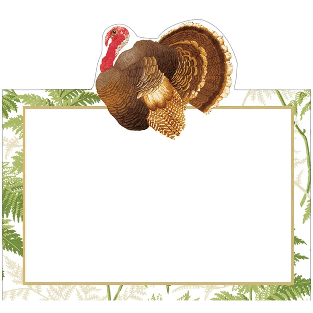 Caspari Turkey Among Ferns Foil Place Cards, Set of 8