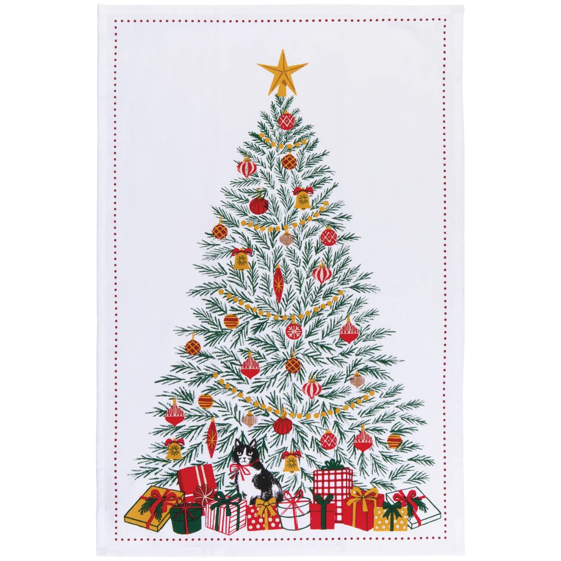 Festive Fir Printed Cotton Dishtowel