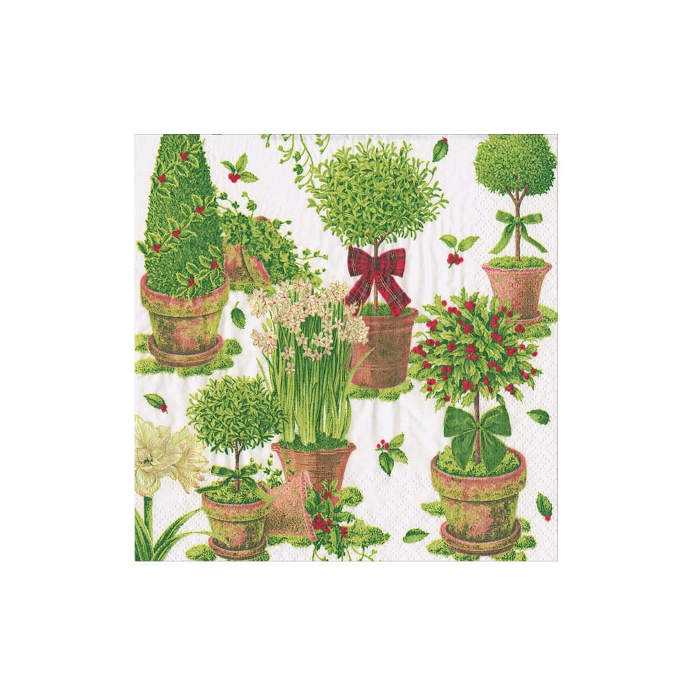 Caspari Winter Topiaries Cocktail Napkins, Set of 20