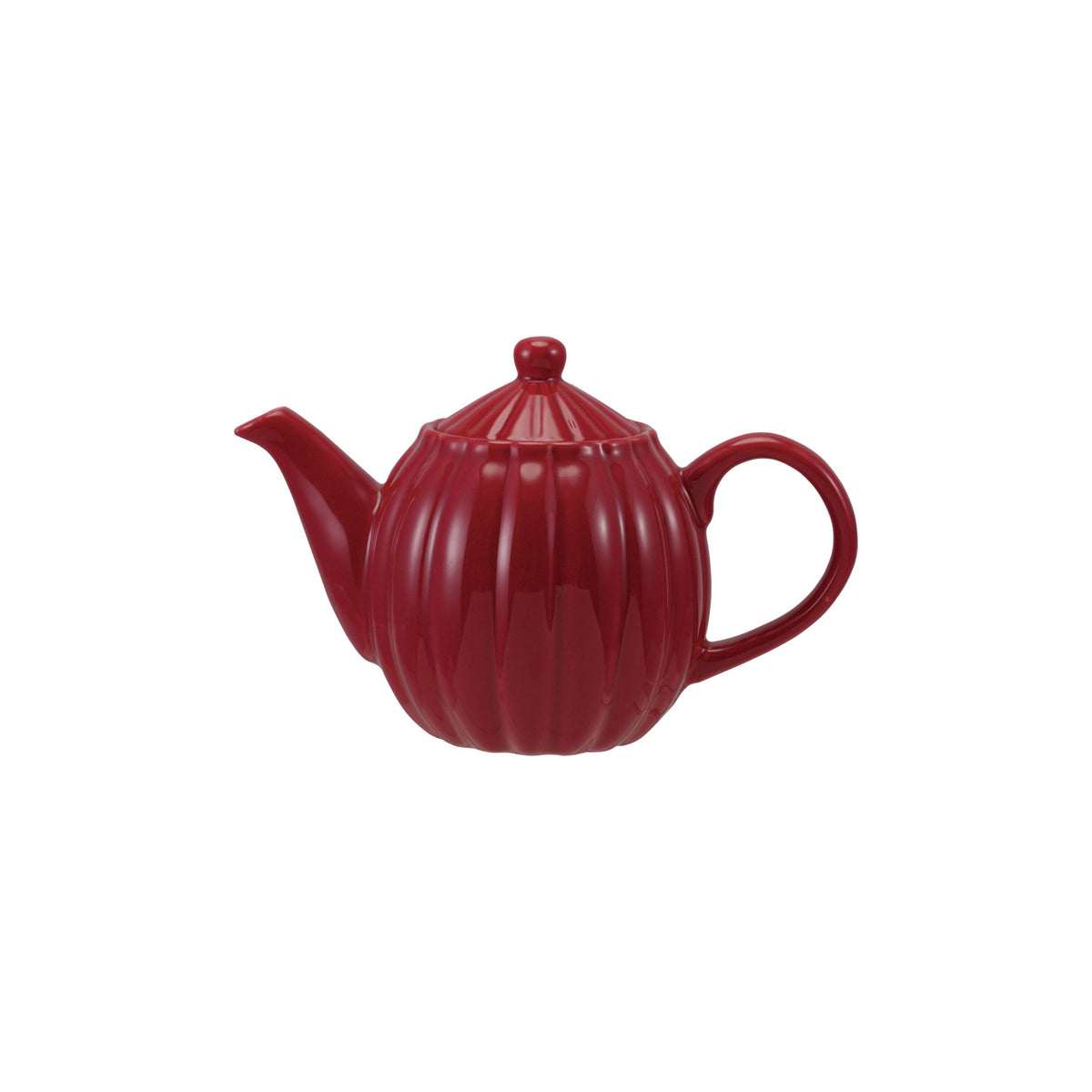 Red Stoneware Ribbed Teapot, 34oz