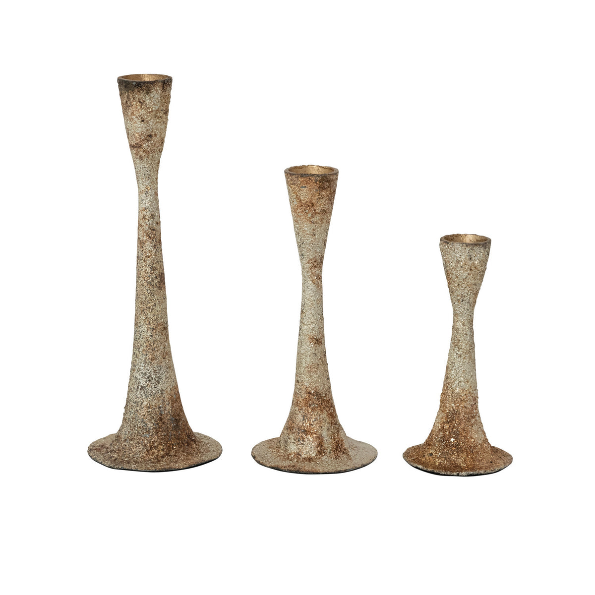 Tarnished Silver Finish Hand-Forged Iron Taper Holders, Sold Individually