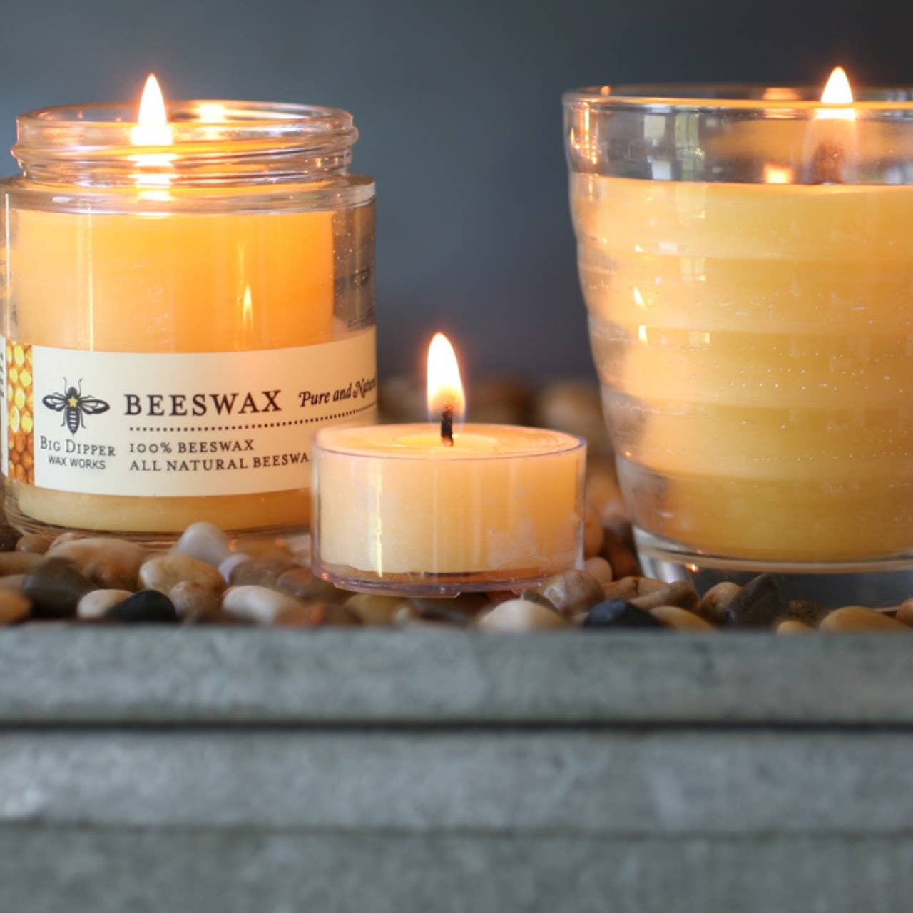 Big Dipper Wax Works Pure Beeswax Natural Tea Light Candles, Box of 6