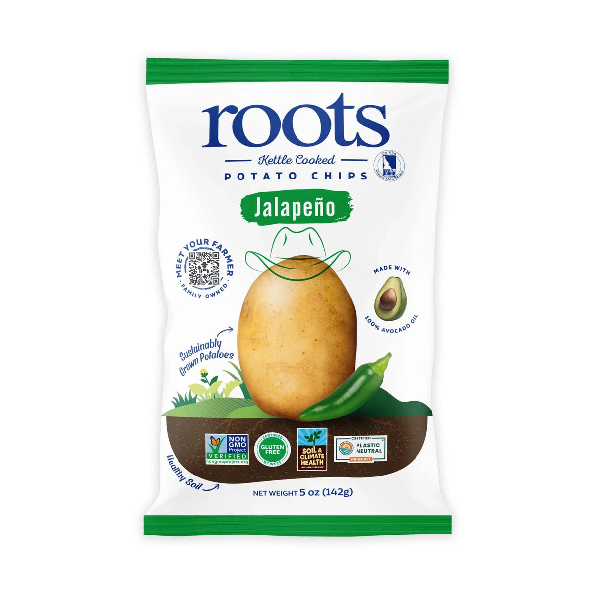 Roots Potato Chips - Jalapeno Kettle Potato Chips 12/5oz Bags