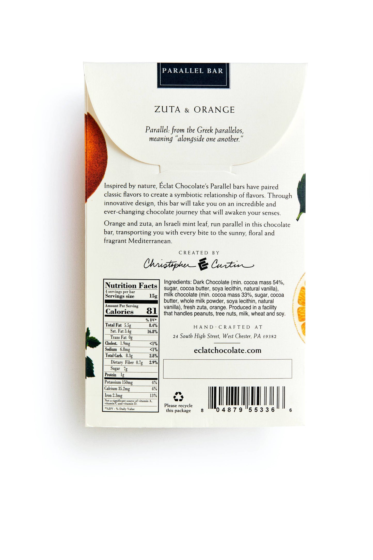 Éclat Chocolate Zuta & Orange Parallel Chocolate Bar