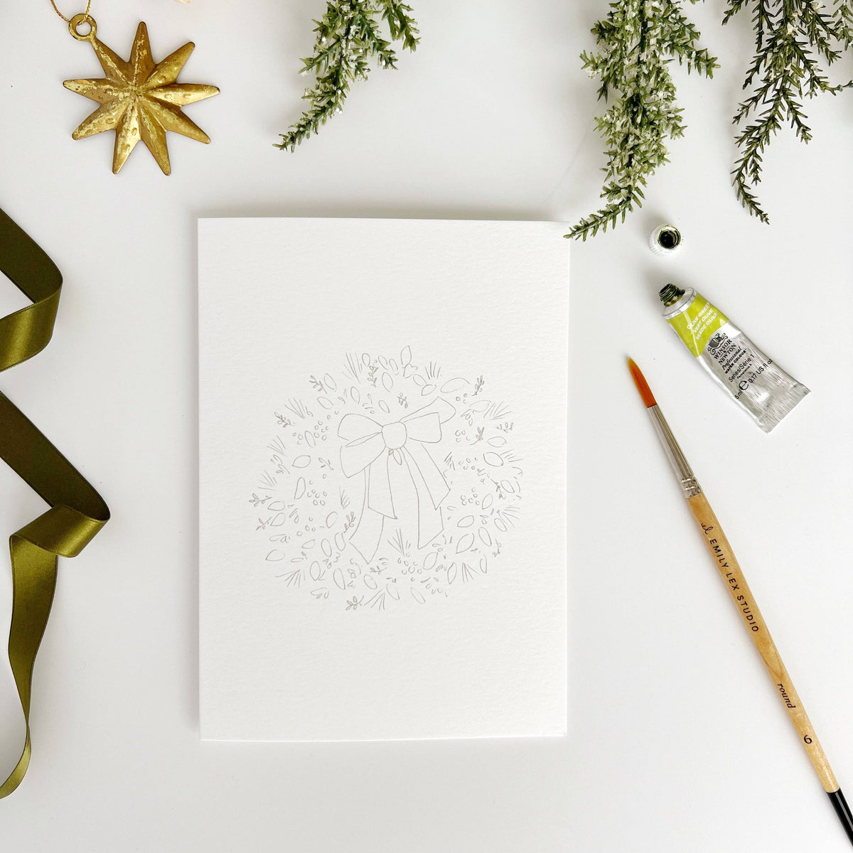 emily lex studio Wreaths Paintable Notecards