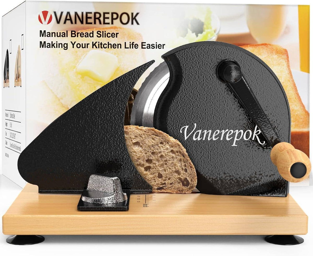 Vanerepok Manual Bread Slicer Adjustable Thickness for Homemade Sourdough