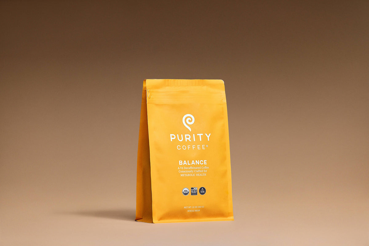 Purity Coffee - Organic Mold Free Low Caffeine Whole Bean Coffee | BALANCE