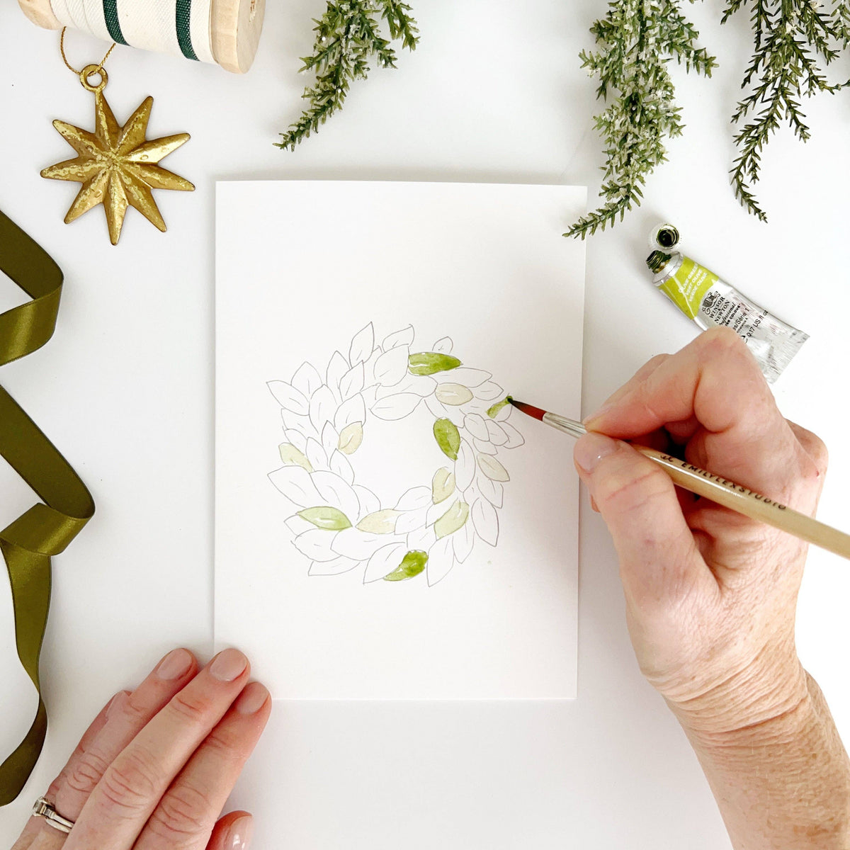 emily lex studio Wreaths Paintable Notecards