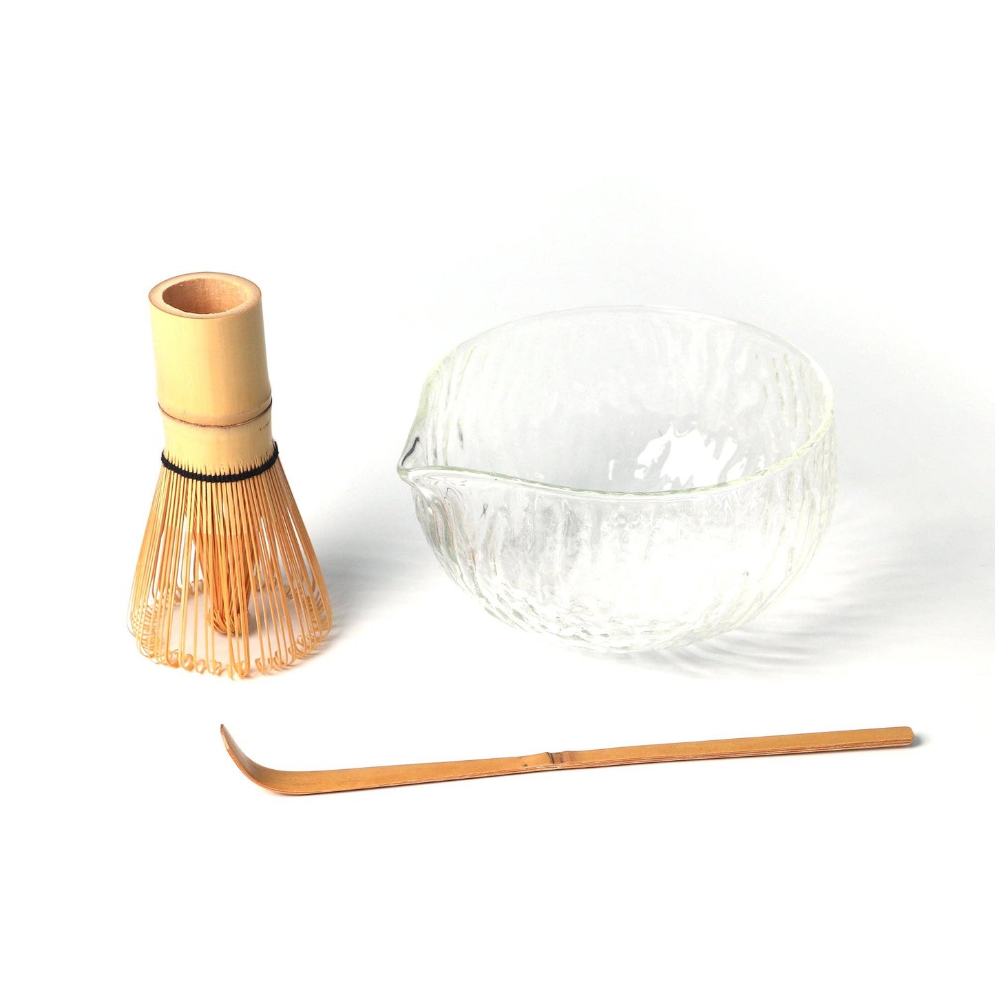 Glass Matcha Latte Bowl with Whisk and Scoop