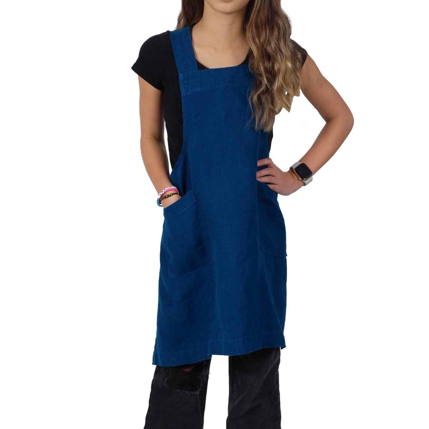 KAF Home Firenze Kids Stone Washed Linen Smock Apron