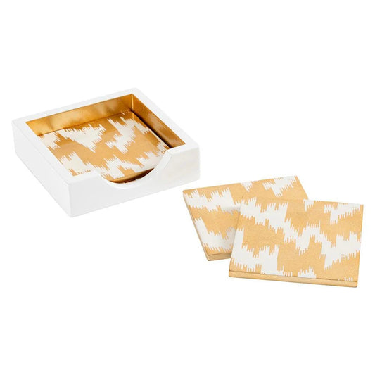 Modern Moire Gold Lacquer Coasters, Set of 4