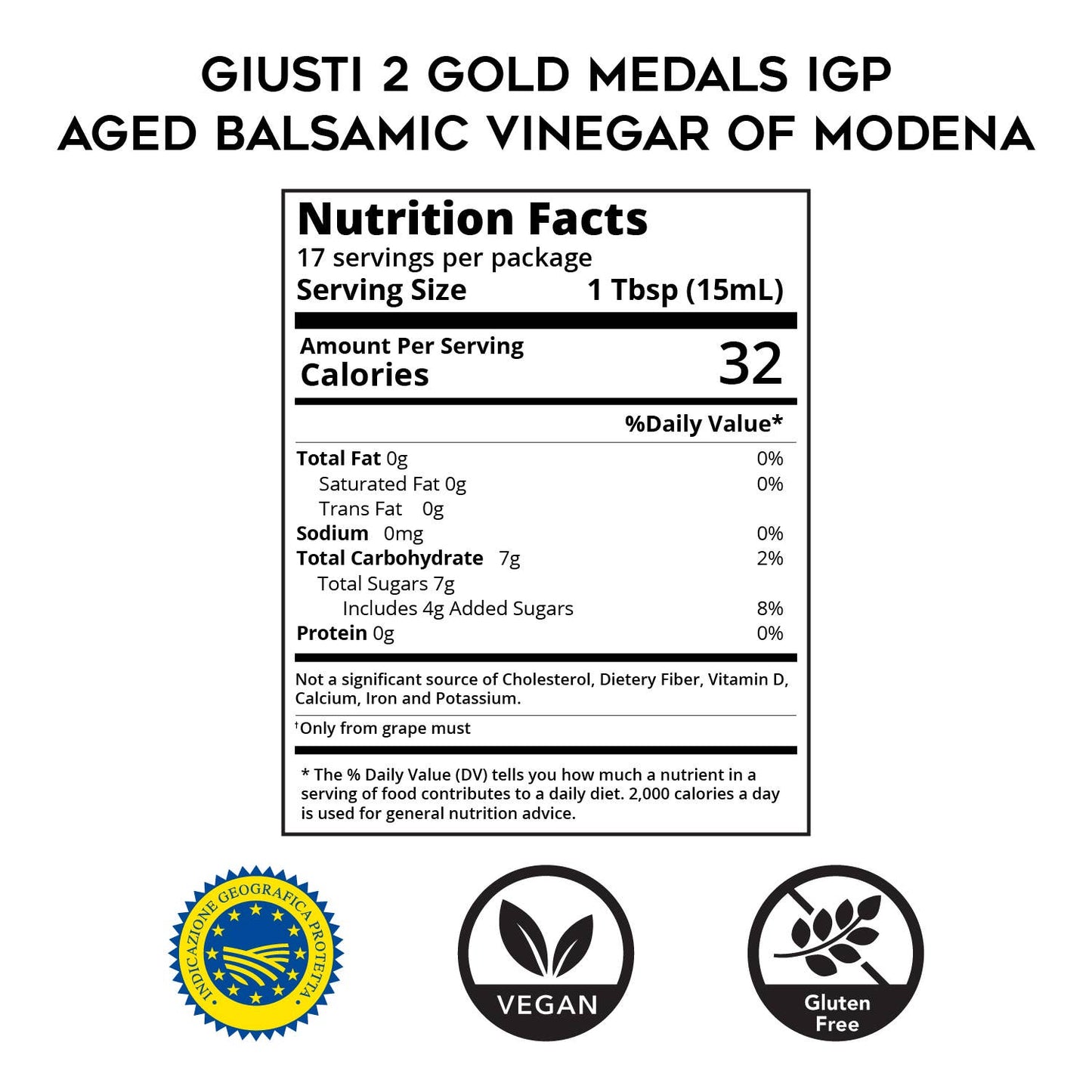 Giusti 2 Gold Medals IGP Italian Balsamic Vinegar of Modena