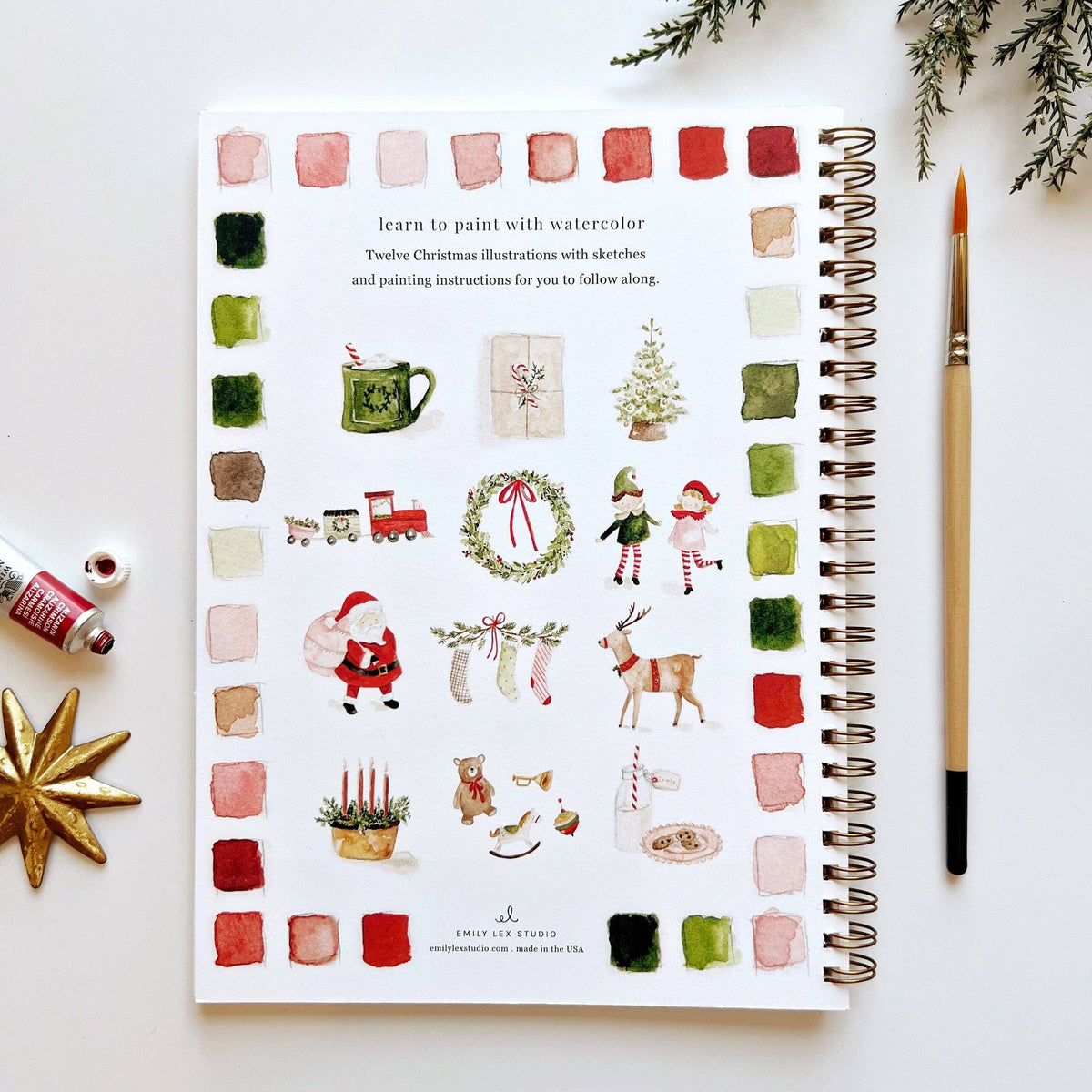 emily lex studio Christmas Watercolor Workbook