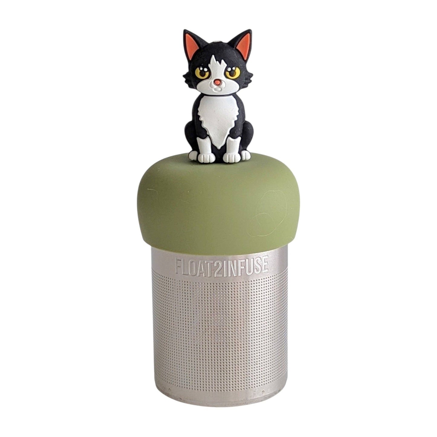 Float2infuse Tea Infuser - Black & White Cat | Floating Tea Infuser | Green Base