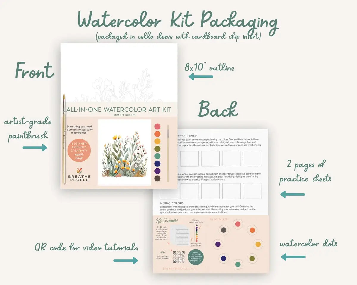 Breathe People All-In-One Beginner Watercolor Paint Set - Hummingbird