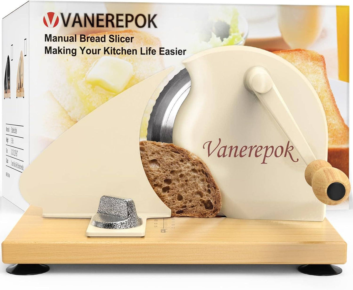 Vanerepok Manual Bread Slicer Adjustable Thickness for Homemade Sourdough