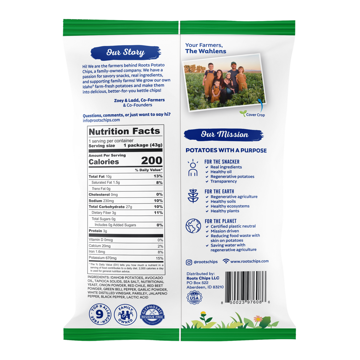 Roots Potato Chips Jalapeño Potato Chips Snack Bag, 1.5oz