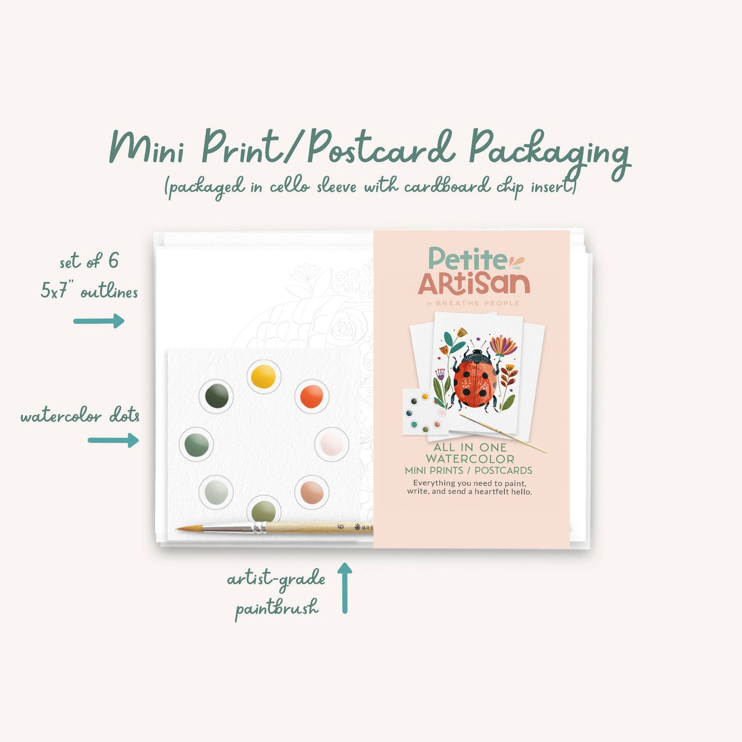 Petite Artisan Garden Friends Watercolor Postcard Kit