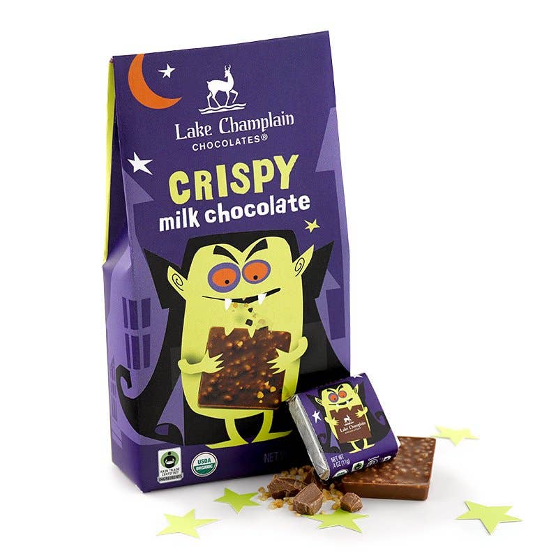 Lake Champlain Chocolates Crispy Organic Milk Chocolate Halloween Squares Box