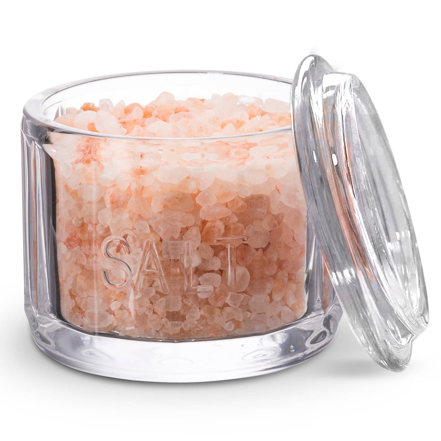 Embossed Salt Cellar & Lid, Pressed Glass, 10 oz