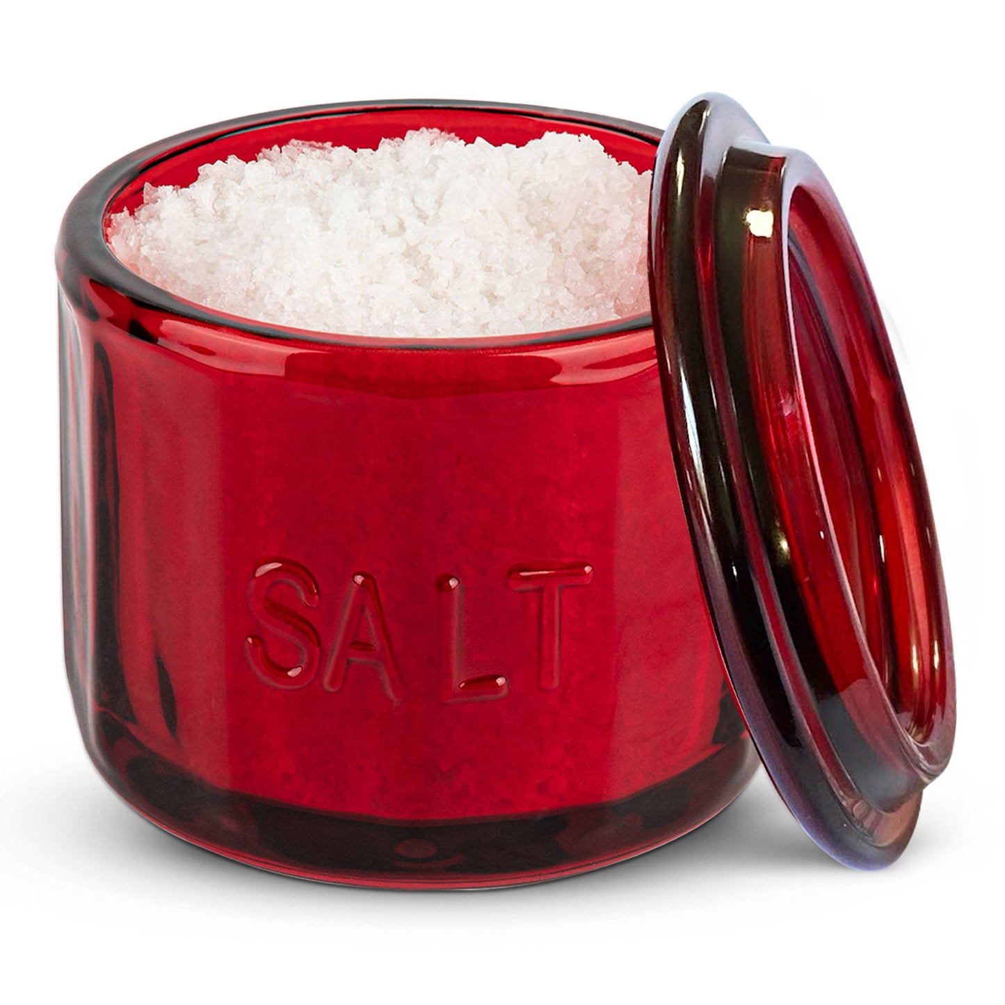 Embossed Salt Cellar & Lid, Pressed Glass, 10 oz