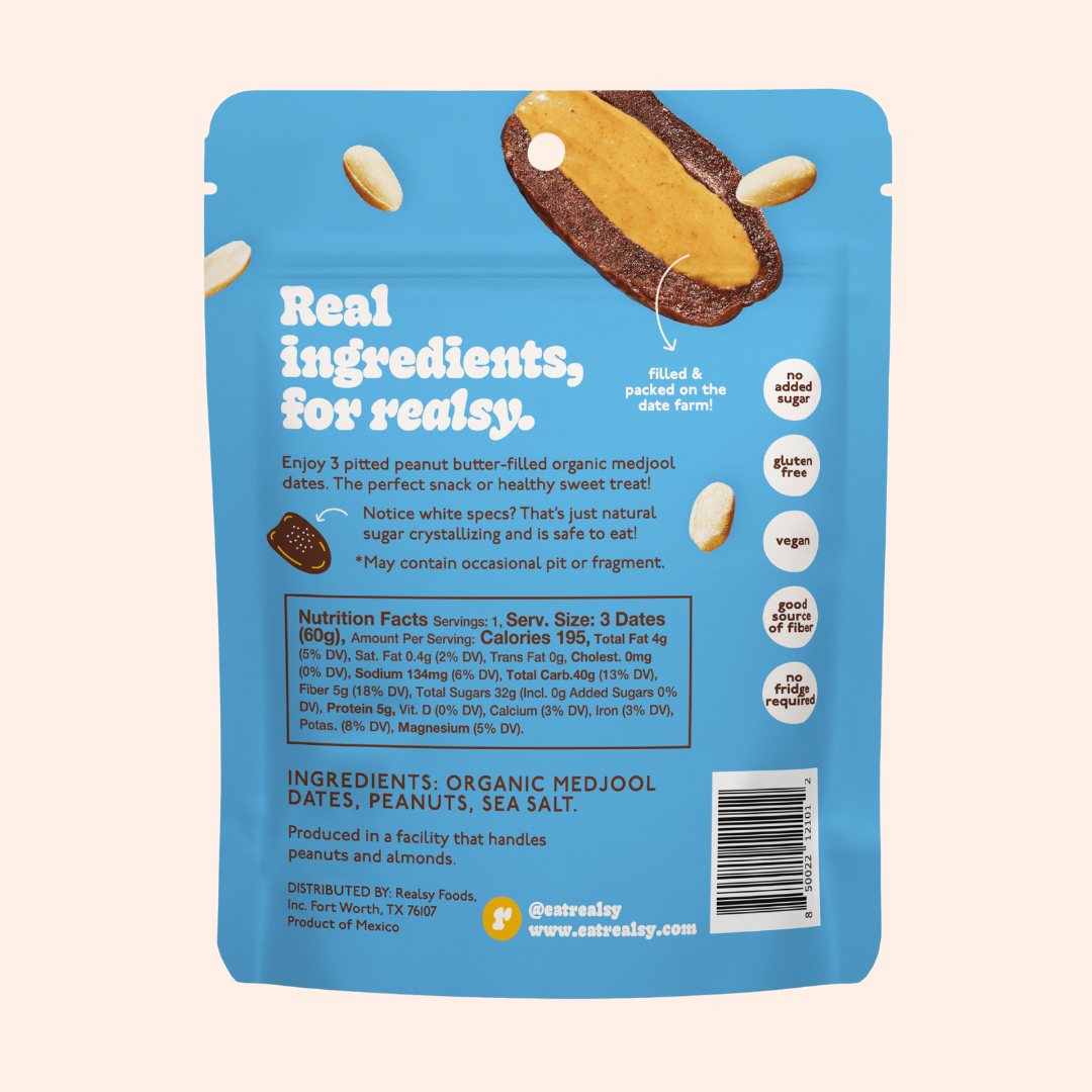 realsy - Peanut Butter Filled Medjool Date Snack Packs - 10 unit/case