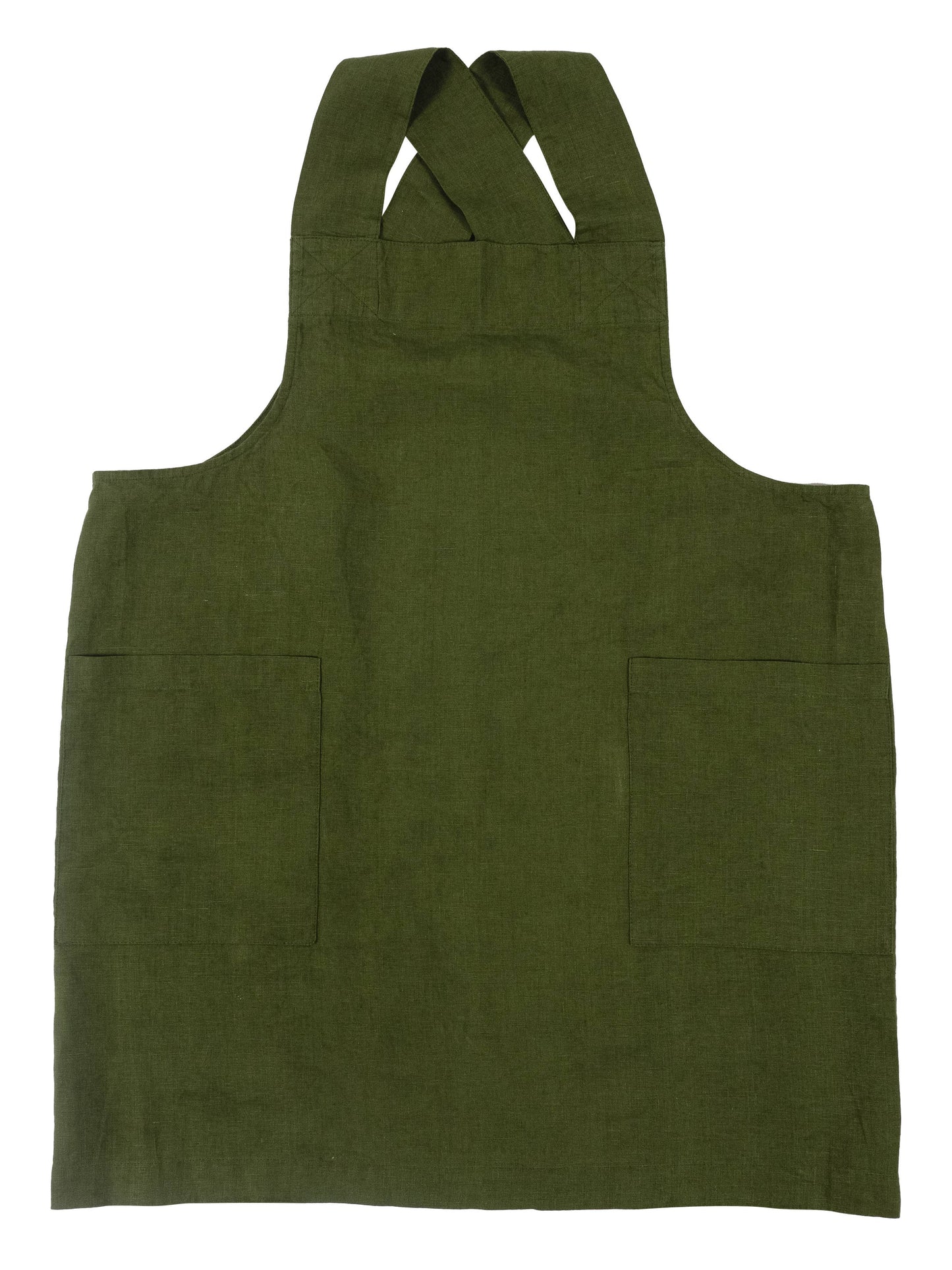 KAF Home Firenze Stone Washed Linen Cross Back Smock Apron, Navy