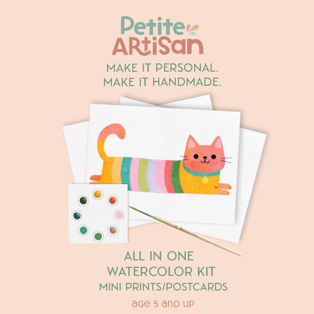 Petite Artisan Cute Kitties Watercolor Postcard Kit