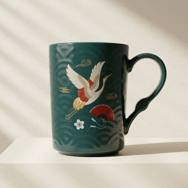 Original Source - Elegant Ceramic Crane Mug