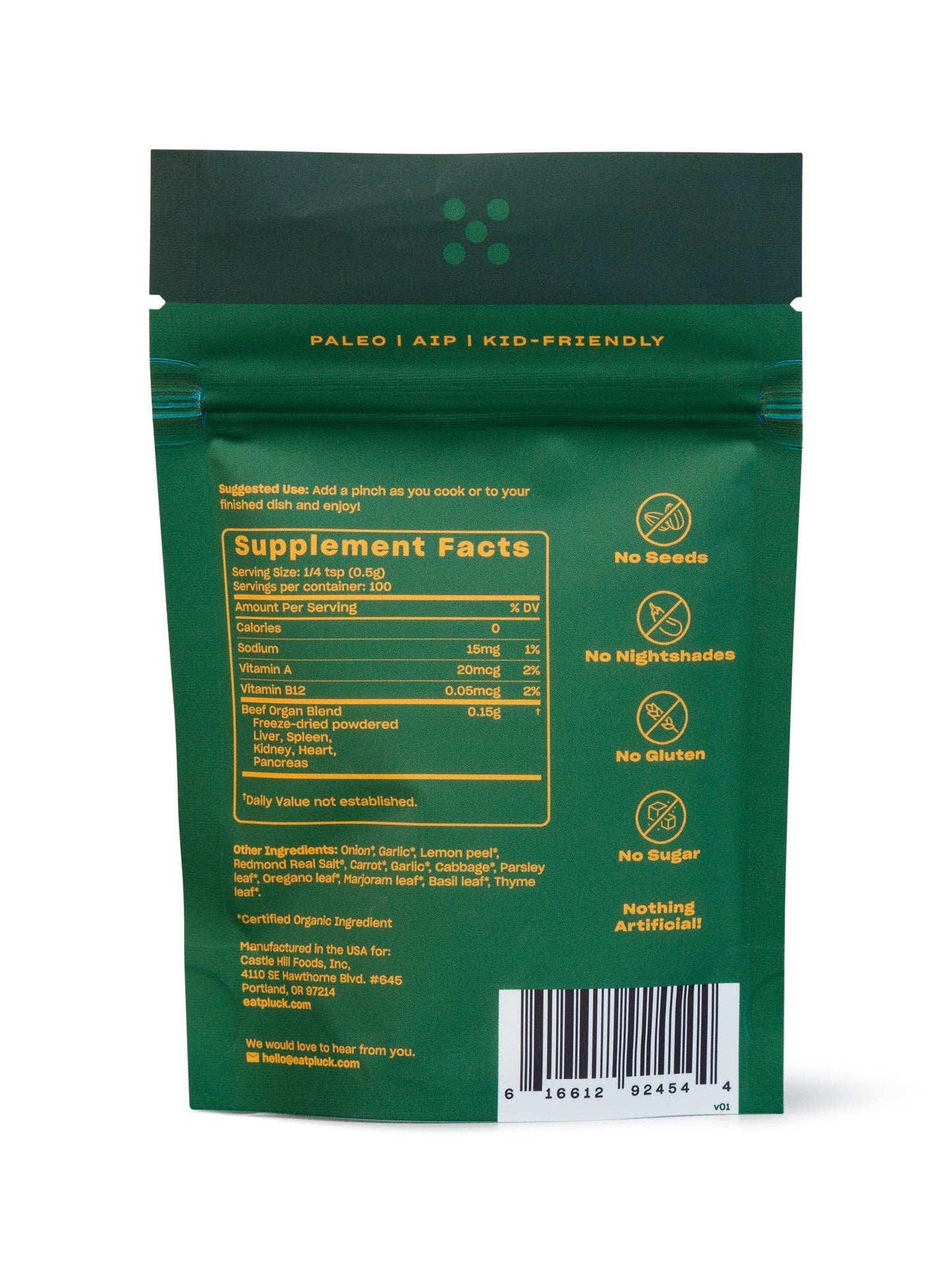 Pluck Zesty Garlic Organ-Based Seasoning
