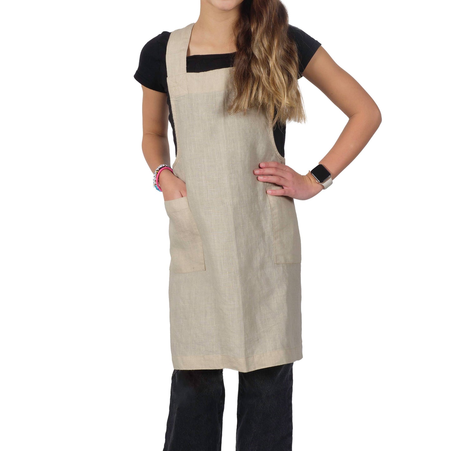 KAF Home Firenze Kids Stone Washed Linen Smock Apron