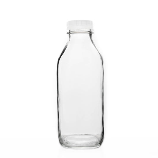 Classic Glass Milk Bottle With Lid, 32 oz