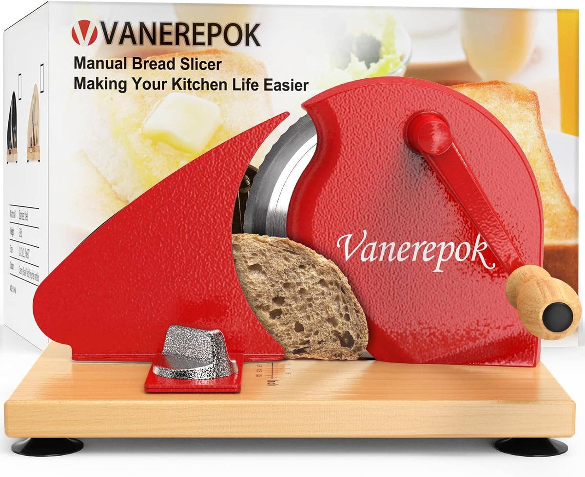 Vanerepok Manual Bread Slicer Adjustable Thickness for Homemade Sourdough