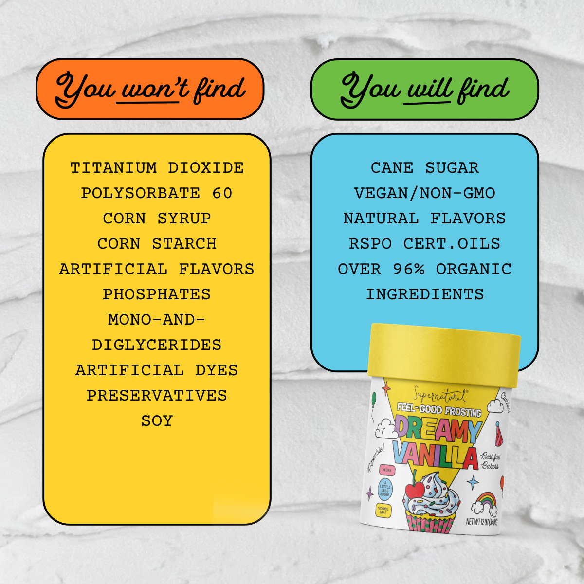 Supernatural NEW! Dreamy Vanilla Tubbed Frosting