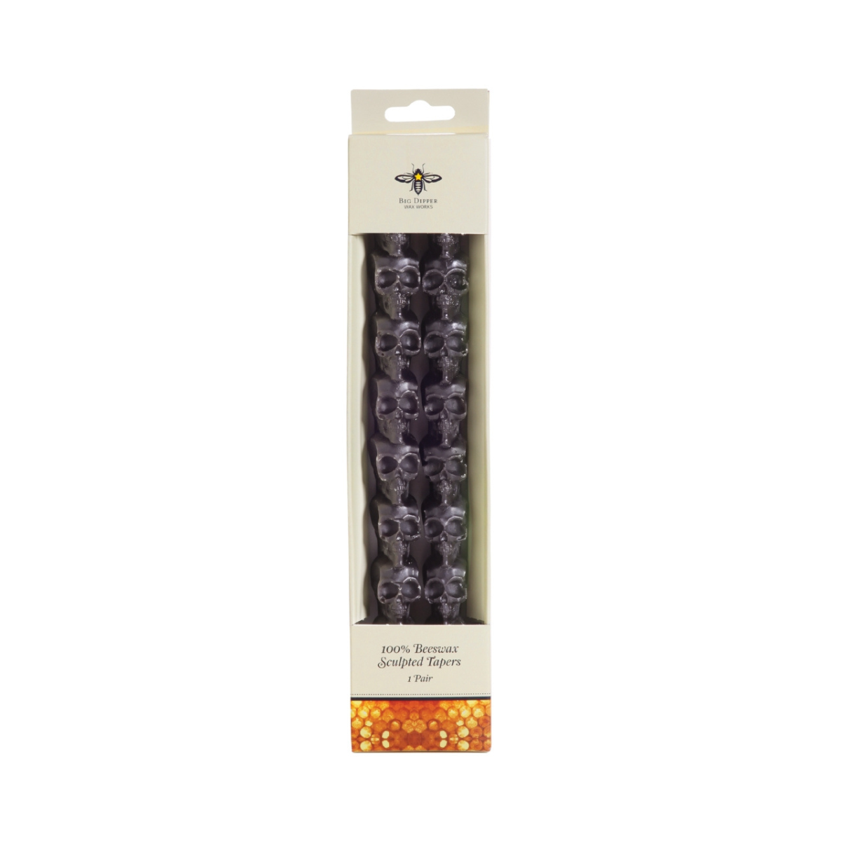 Big Dipper Wax Works Pure Beeswax Taper Candles – Sculpted Skull 10"