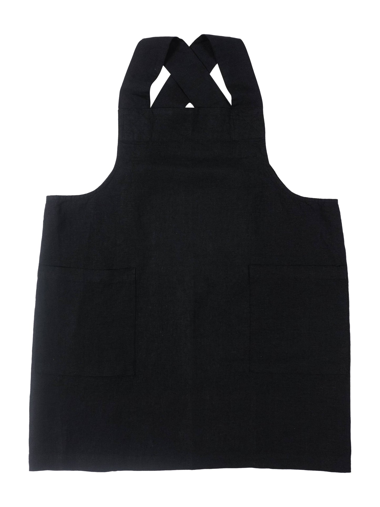 KAF Home Firenze Stone Washed Linen Cross Back Smock Apron, Olive
