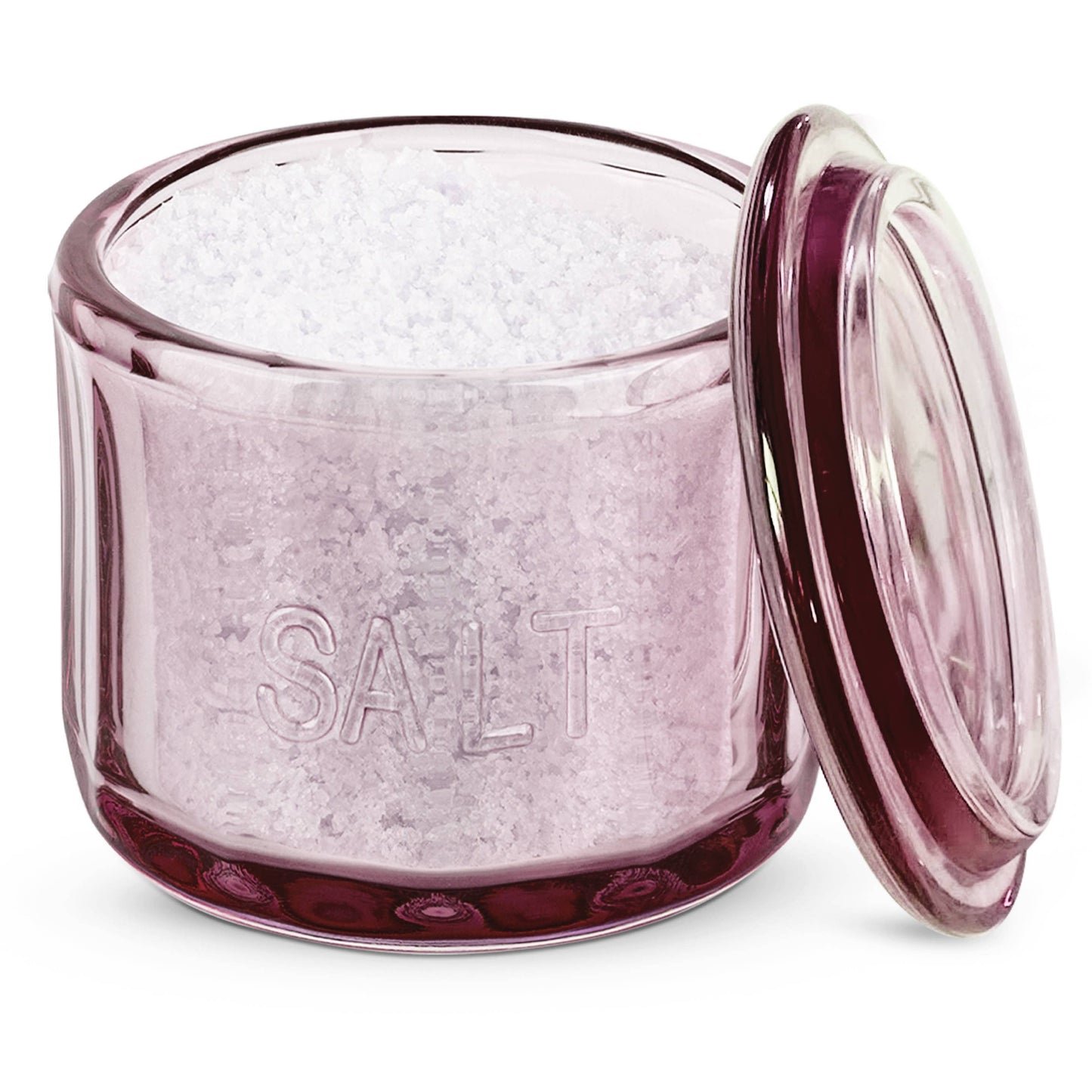 Embossed Salt Cellar & Lid, Pressed Glass, 10 oz