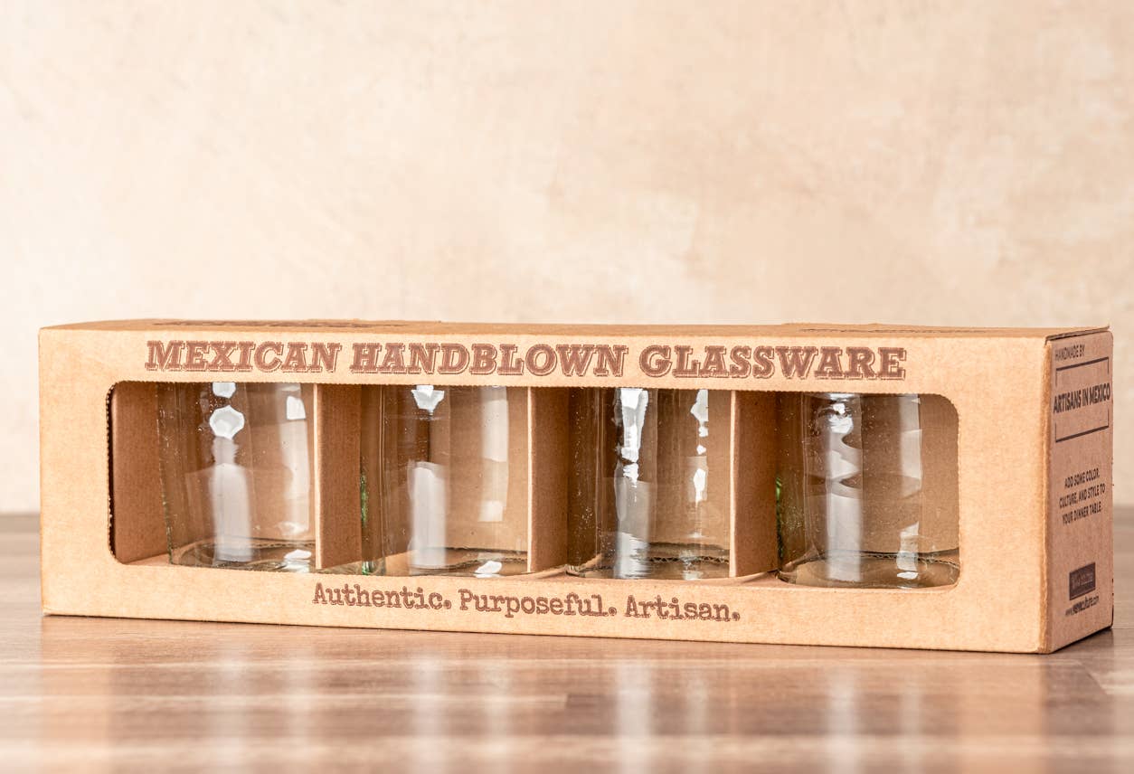 Handblown Mexican DOF Glasses, Clear