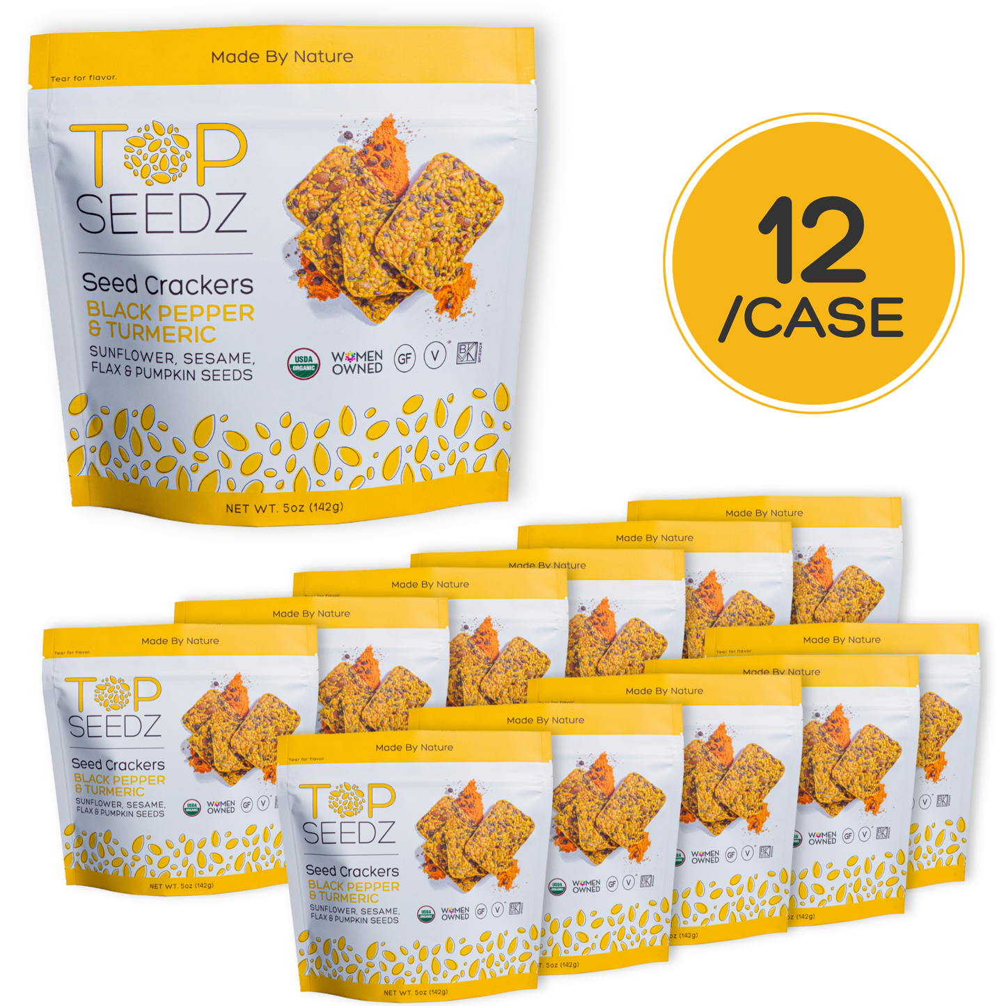 Top Seedz - NEW: Black Pepper & Turmeric Crackers - 5oz - 12 Per Case