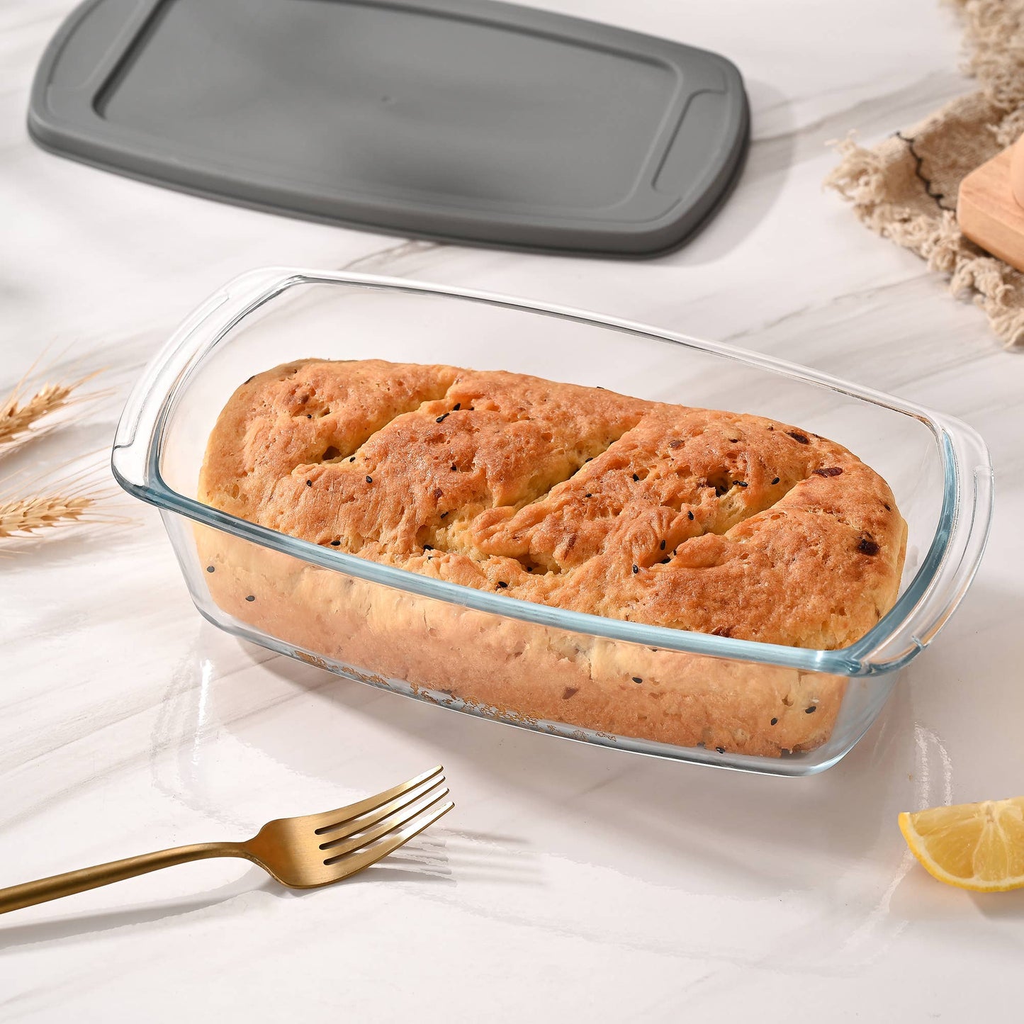 Fox Run Glass Loaf Pans with Lid, Each
