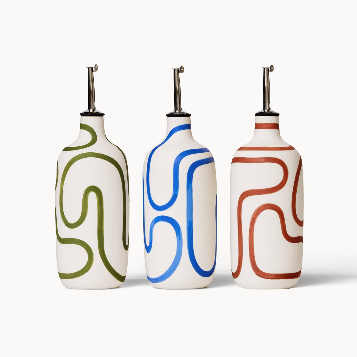 Franca - Oil / Vinegar Cruets - Cobalt Outline