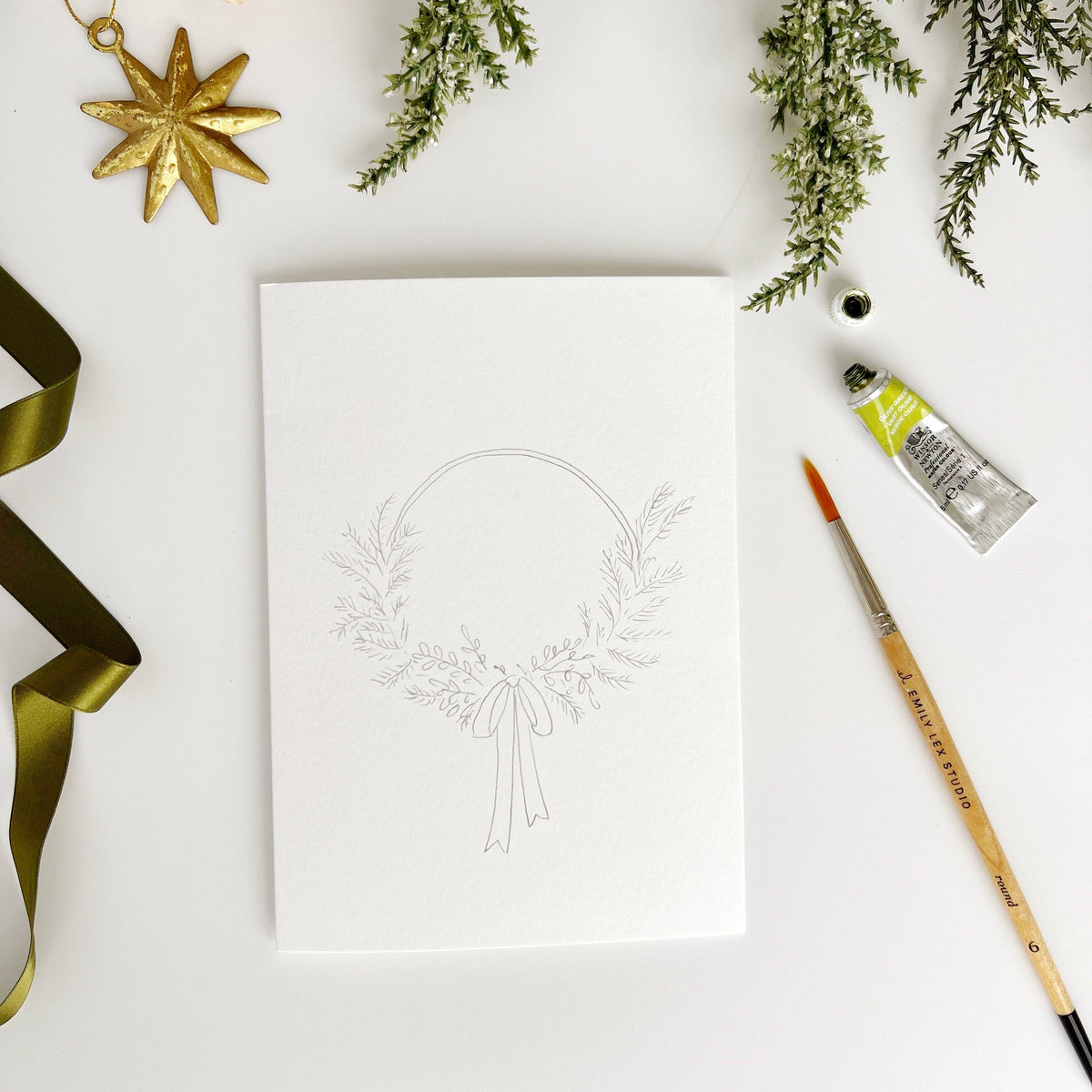 emily lex studio Wreaths Paintable Notecards